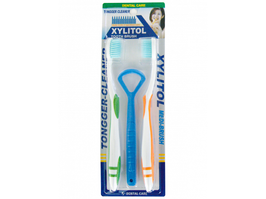 Szczoteczki do zębów z ksylitolem i łopatką (2 szt. + łopatka)